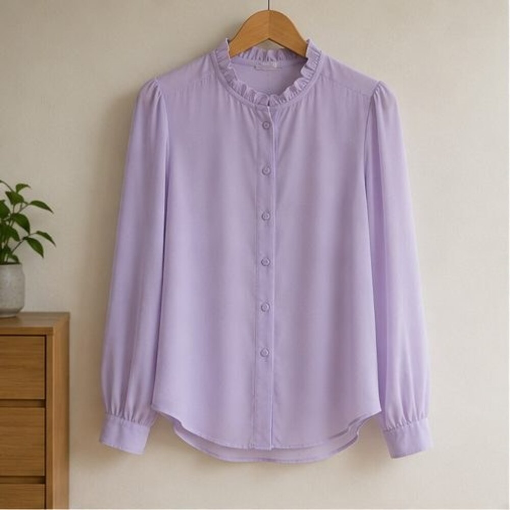 Lilac Ruffle Collar Blouse